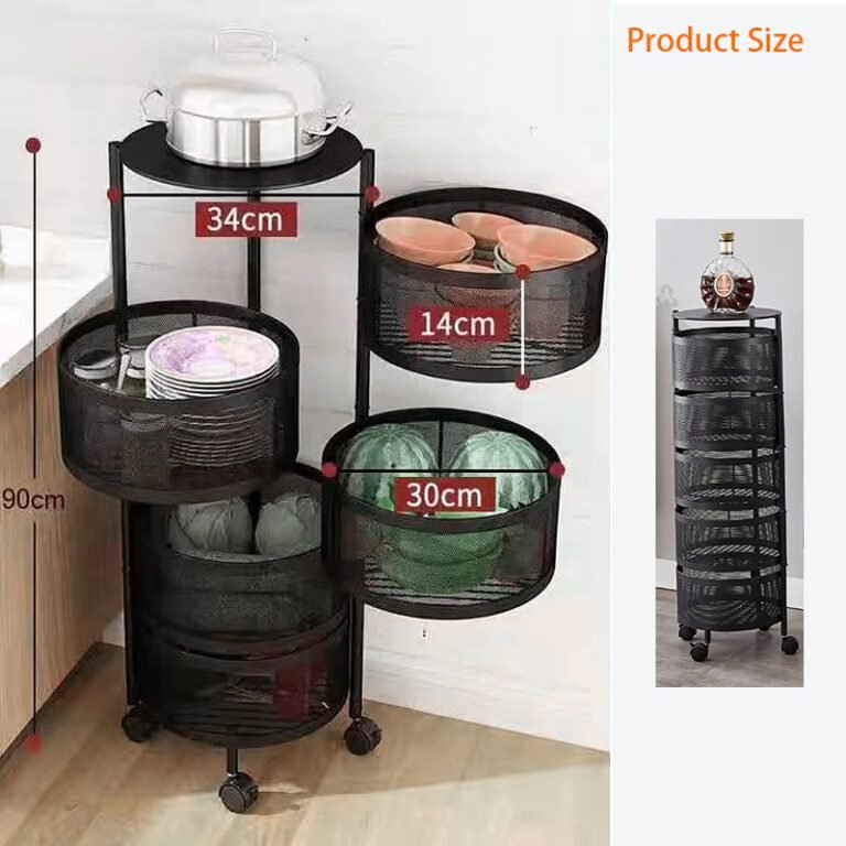 5 Layer 360 Degree Rotating Vegetable Shelf Kitchen Storage Rack (Round Shape)